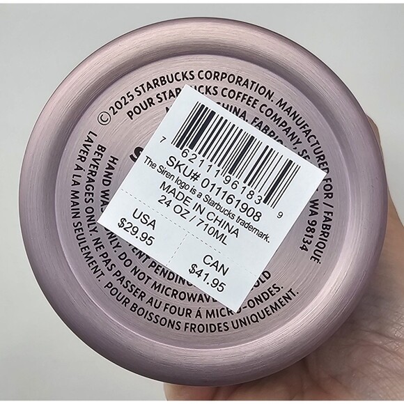 NEW 2025 Starbucks Soft Rose Soft Touch Geometric Stainless Steel 24oz Cold Cup - Picture 6 of 6